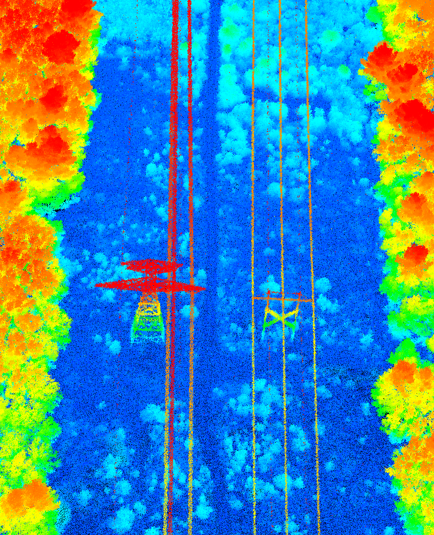 Transmission corridor point cloud, colored by intensity